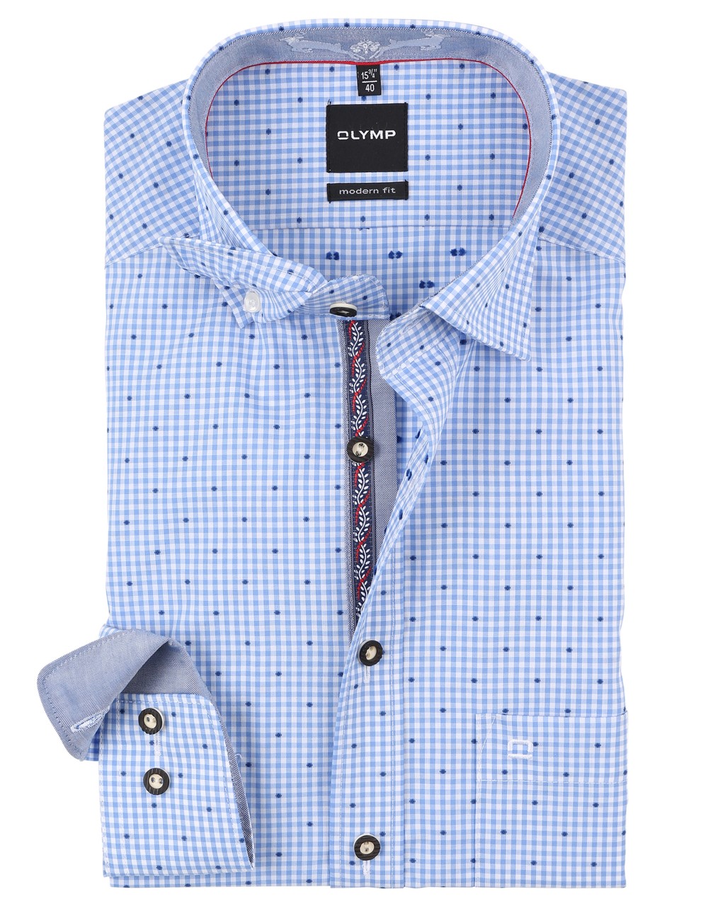 Preview: Trachten Shirt Olymp, blue-white checked