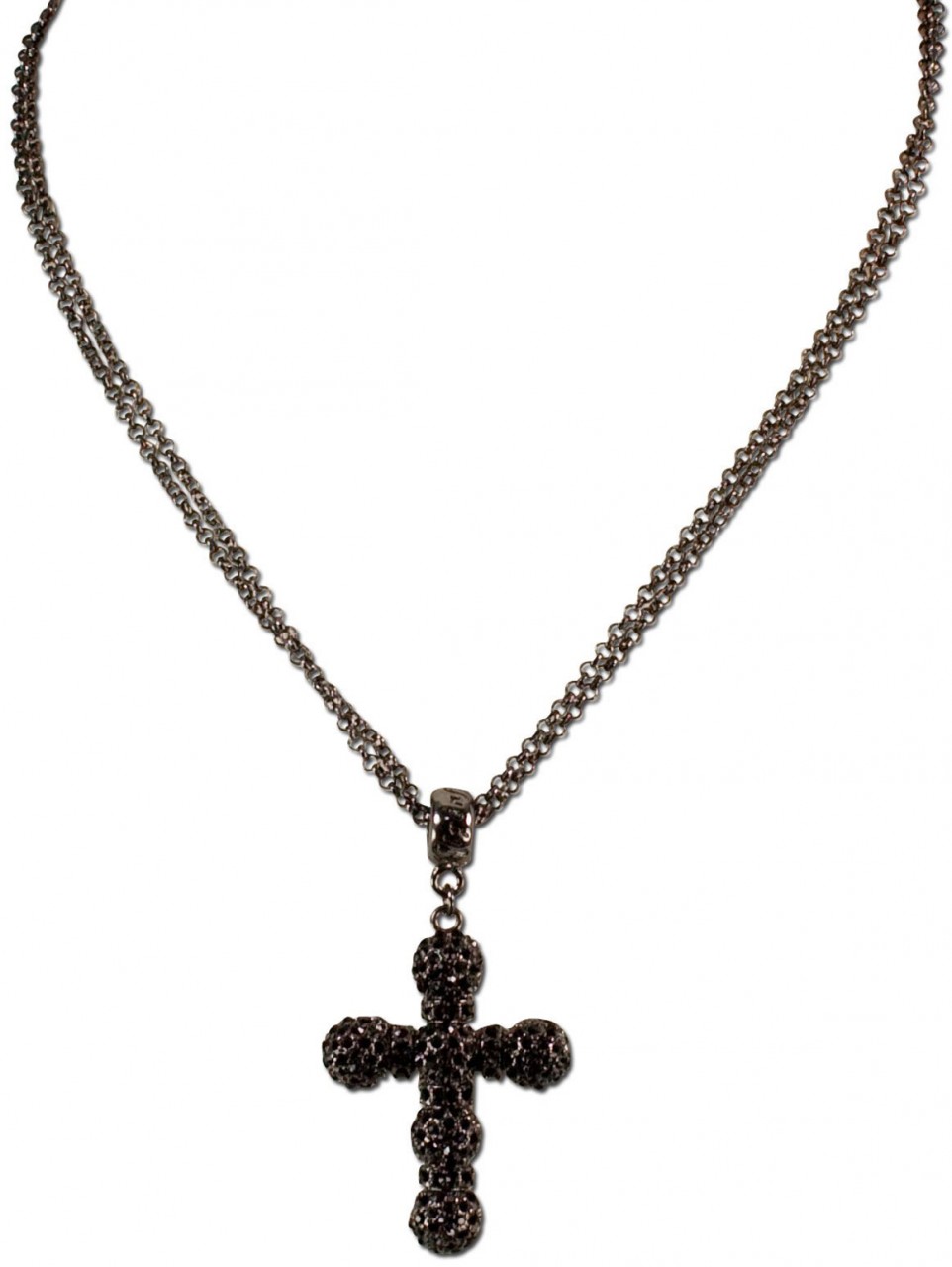 Halskette Strass-Kruzifix schwarz