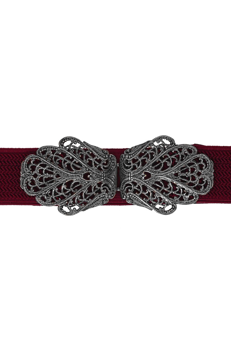 Traditional belt Malin bordeaux silver