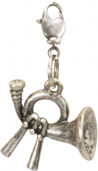 Trachten Horn Pendant, Antique Silver
