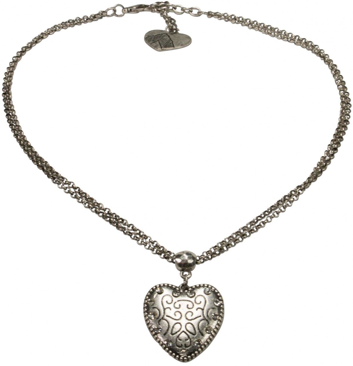 Ketting traditioneel hart oud zilver