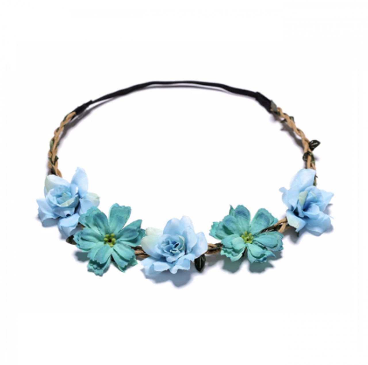 Headband with blue flowers