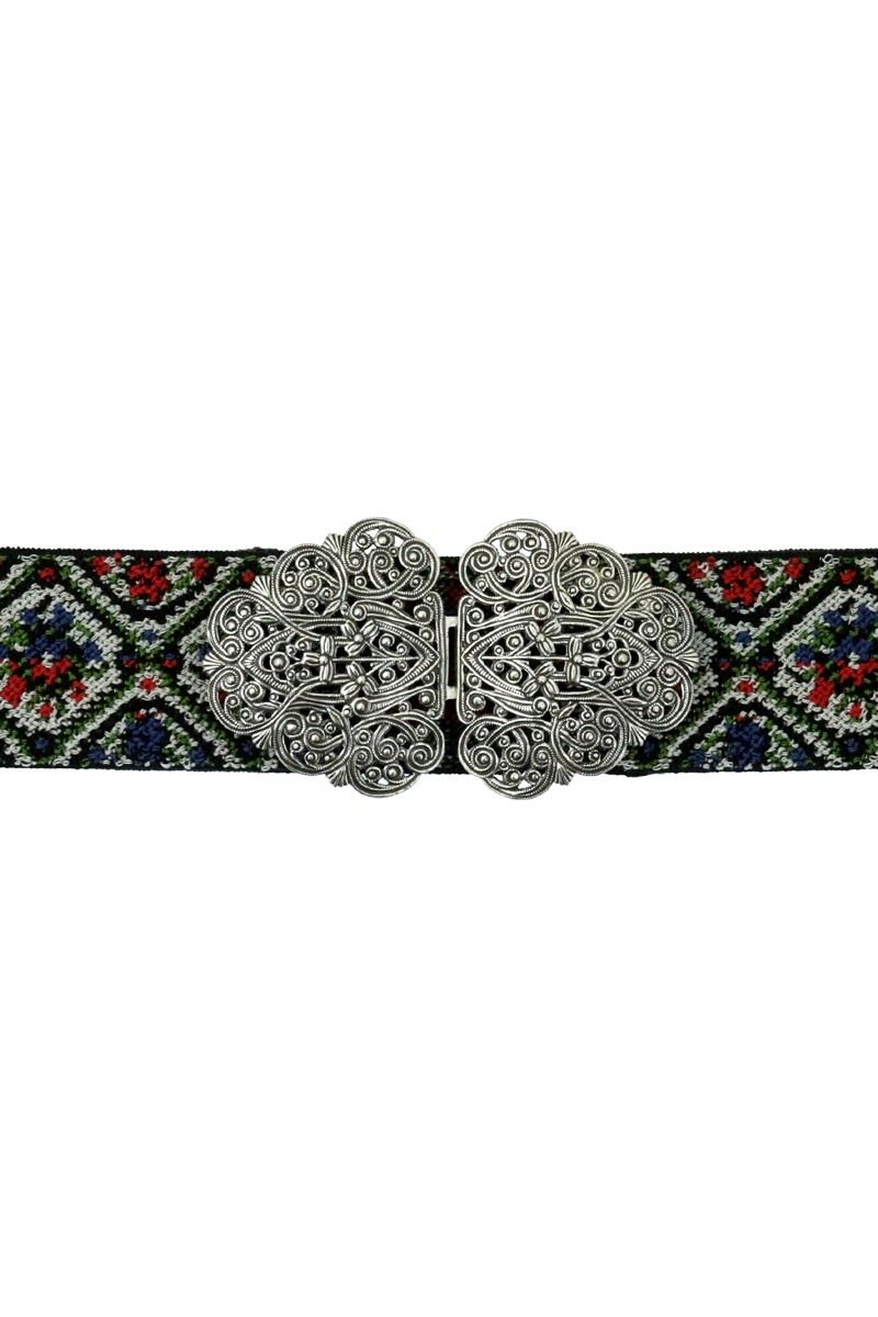 Preview: Traditional belt Ina red-blue silver