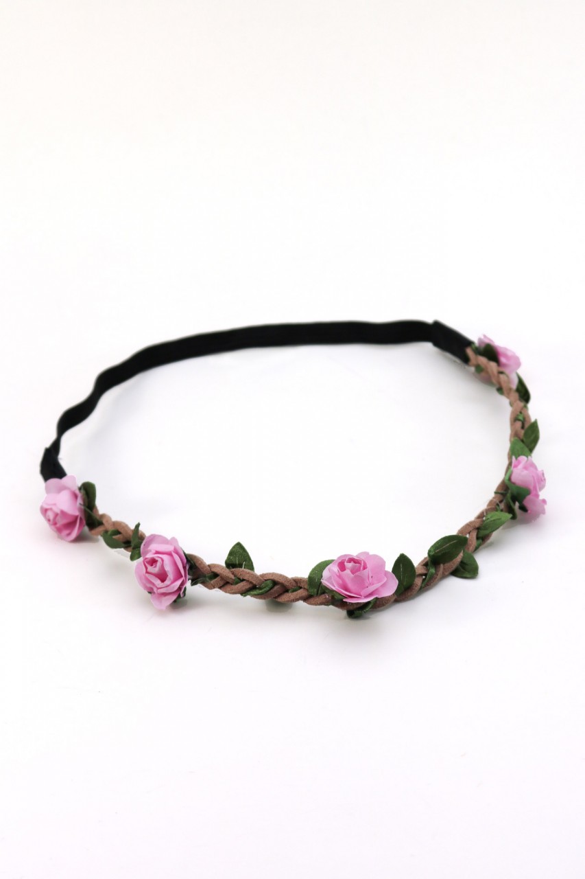 filigranes Haarband mit kleinen rosa Blüten