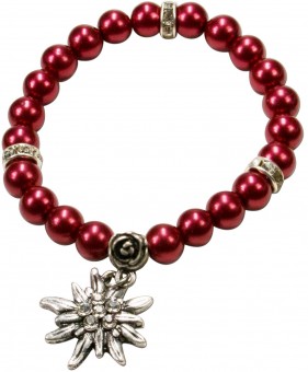 Bracelet en perles Laura edelweiss rouge