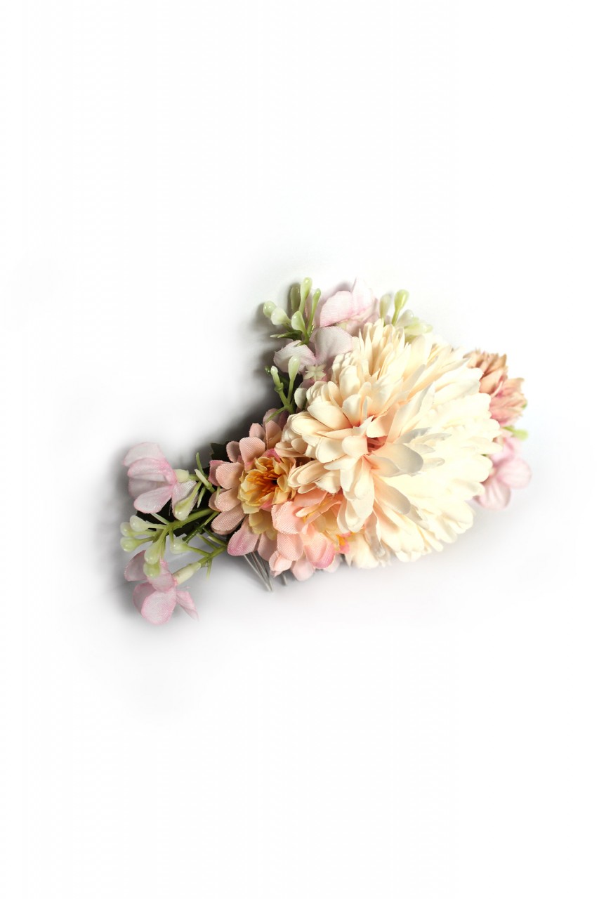 Flowers hair comb heather rose