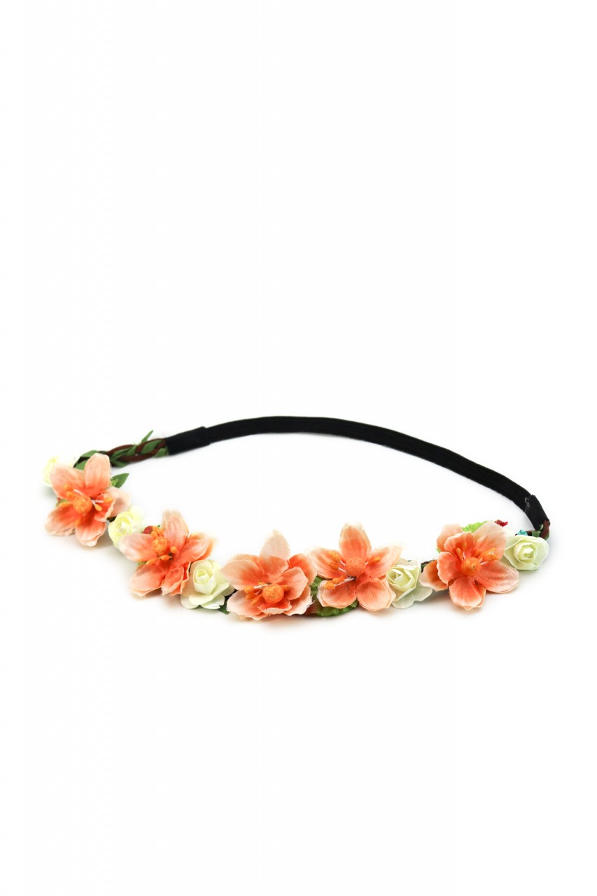Haarband mit orangen Frühlingsblüten