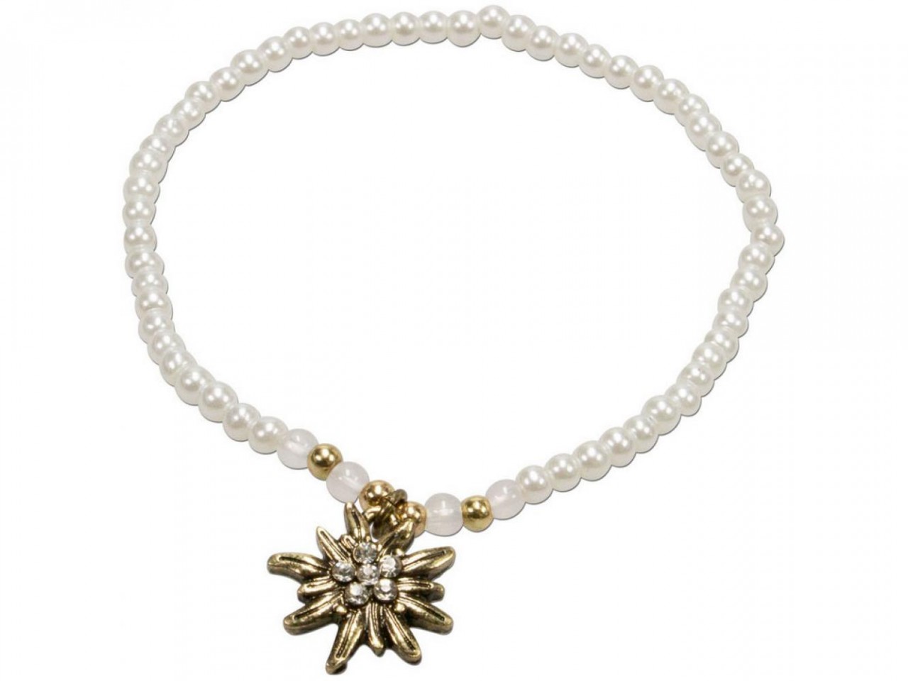 Bracelet de Trachten en perles edelweiss blanc-crème