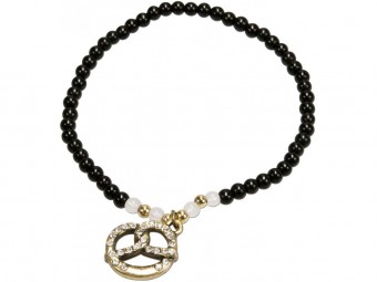 Bracelet en perles et brezel en strass noir