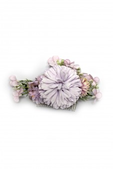 Flowers hair comb viola