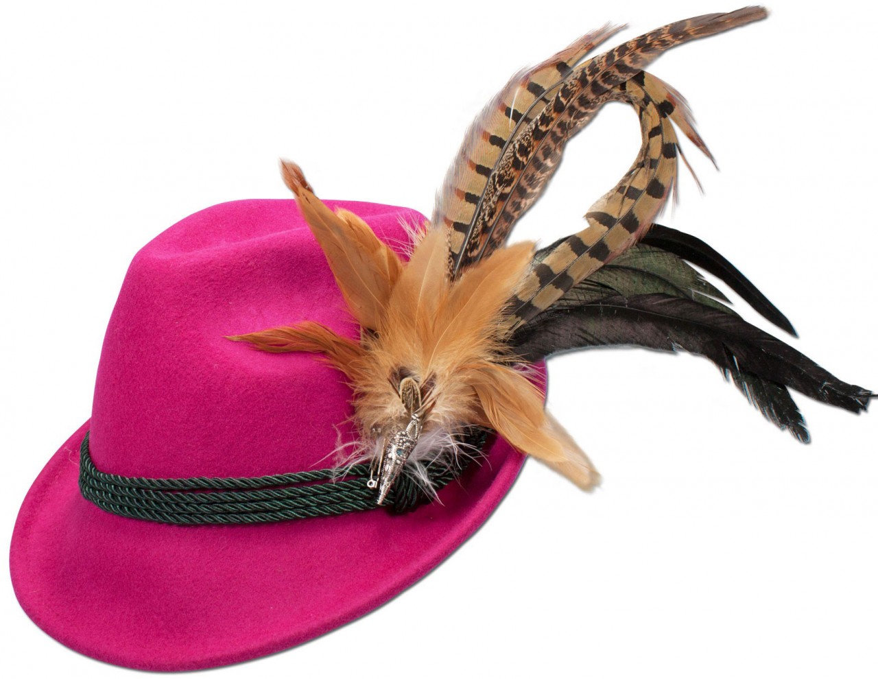 Trachten Felt Hat with Feathers, Pink