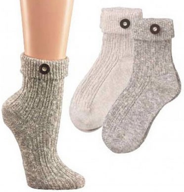 Dirndl Socks with Button, Natural Colour