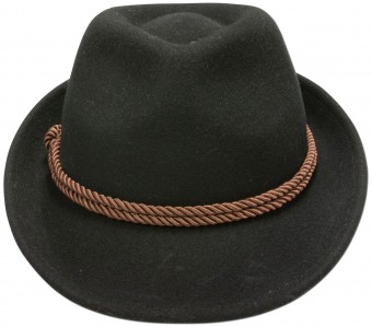 Tradycyjna filcowa czapka ze sznurkiem w kolorze czarnym