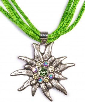 Satin Edelweiss Necklace, Apple Green