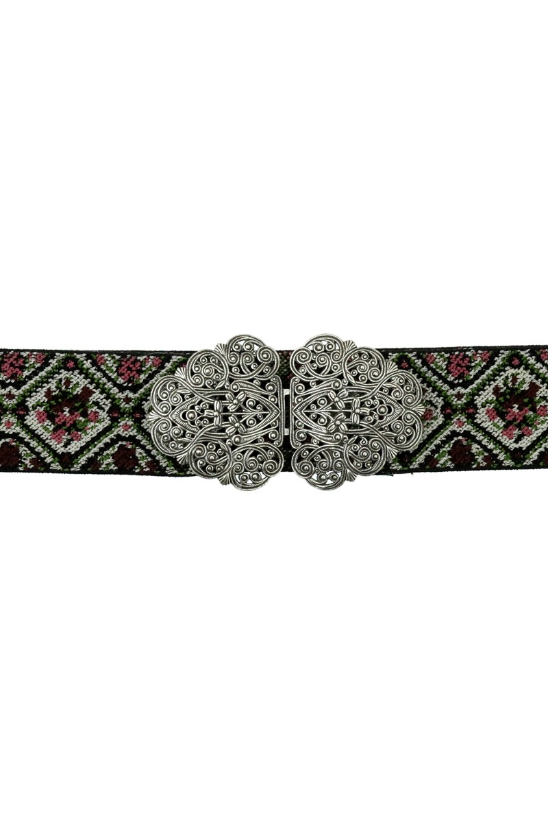 Traditional belt Ina pink silver
