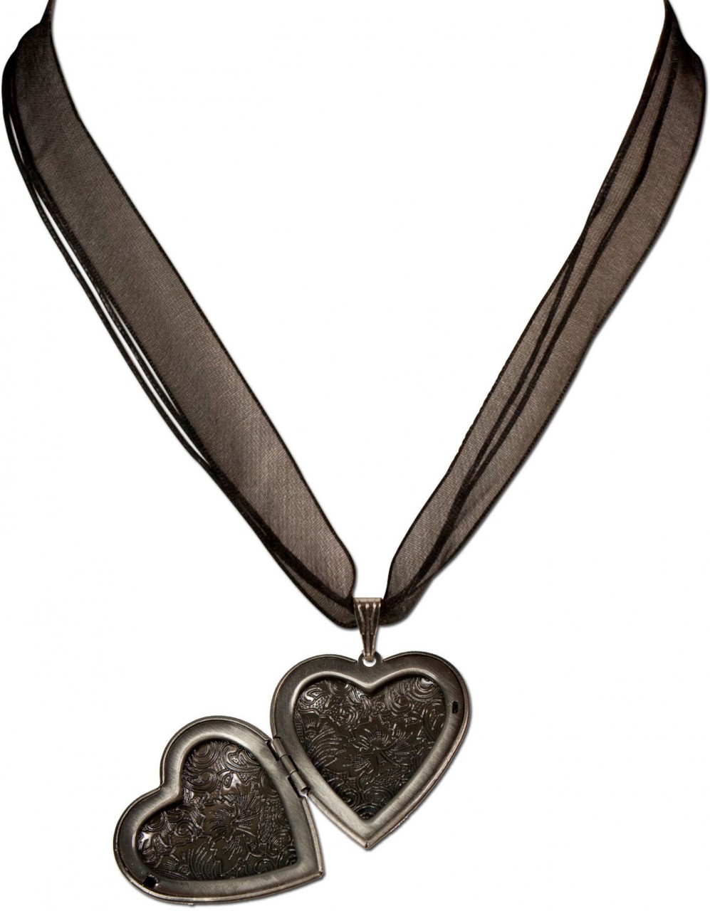 Podgląd: Naszyjnik organza serce amulet czarny