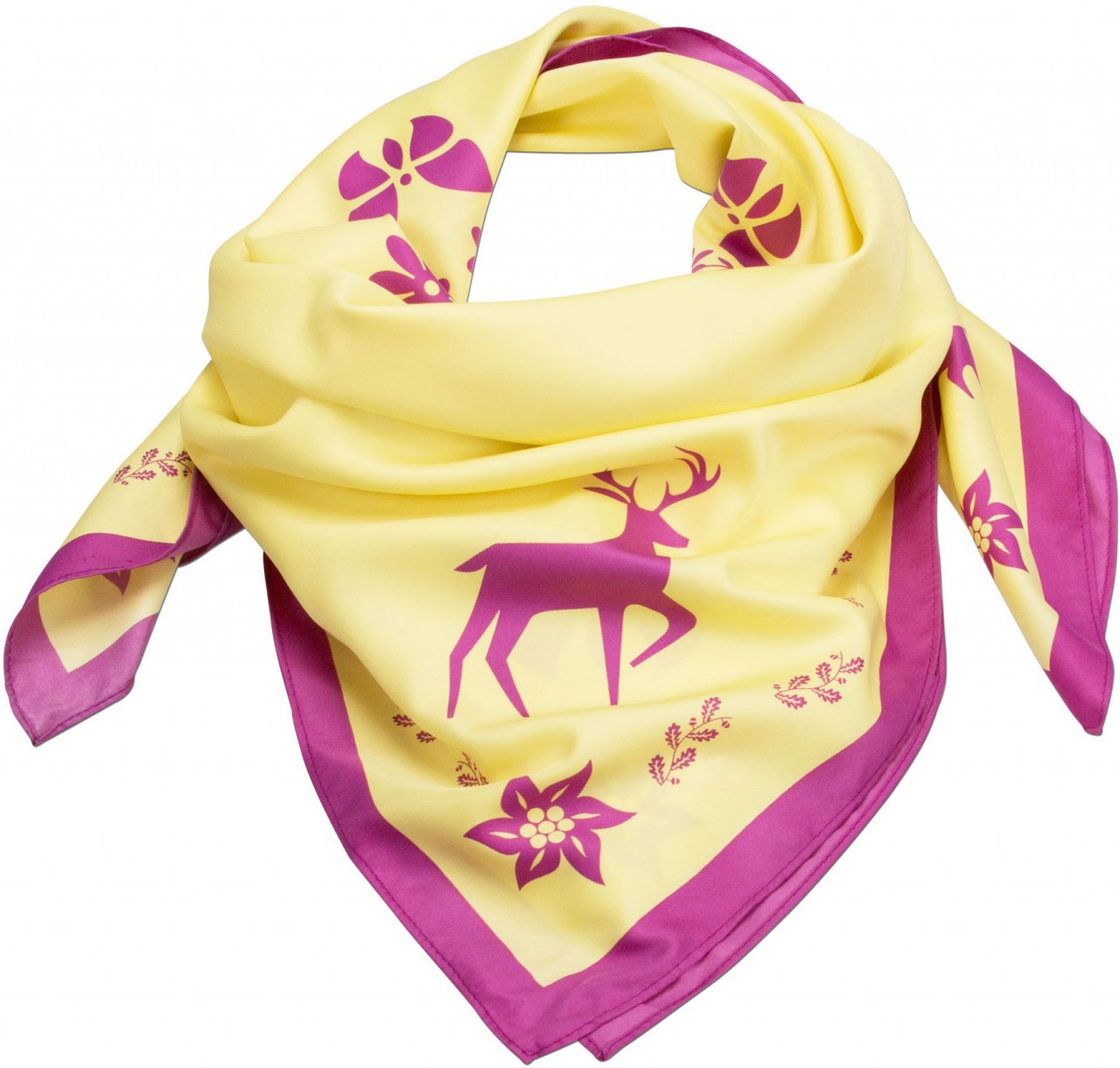 Aperçu: Foulard animaux de la forêt jaune-rose vif