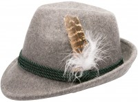 Preview: Trachten Felt Hat with Feather, Grey