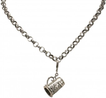 Traditional Beer Stein Pendant, Antique Silver