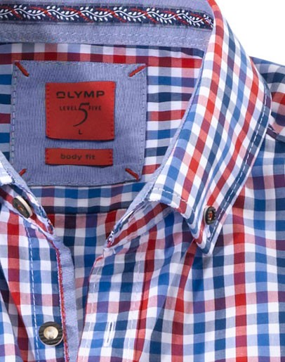 Olymp Hemd Trachtenhemd rot/blau/weiss