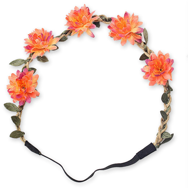 Preview: Haarband mit orangen Sommerblüten